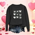thumbnail image 2 of Womens Valentine's Day Sweatshirt Heart Print Oversized Cropped Crewneck, Soft Polyester Casual Loungewear for Galentine's Black,Size XL, 2 of 5