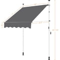 thumbnail image 3 of Manual Retractable Awning, 59"×118" Outdoor Sunshade Shelter Angle & Height Adjustable NO Drilling Patio Door Window Awnings, Canopy with UV Protection for Backyard, Dark Gray, 3 of 9