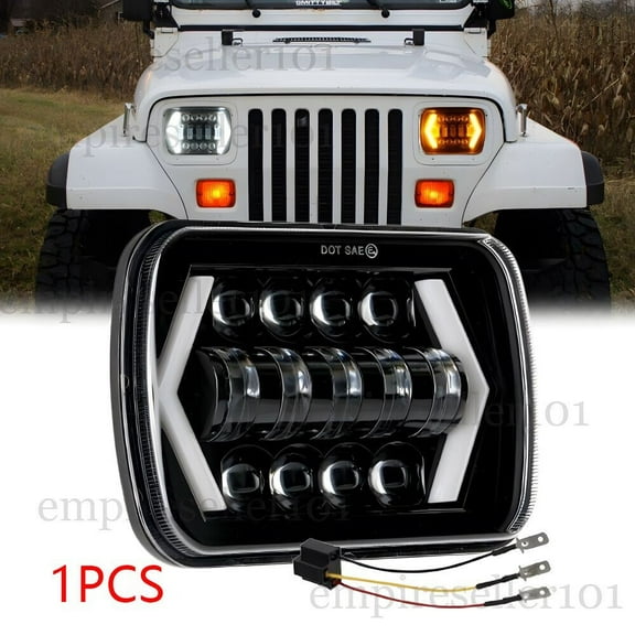 7x6 5x7" LED Headlight Halo For Jeep Wrangler YJ 86-1995 for Cherokee XJ 84-2001