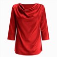 thumbnail image 7 of mgoYE Neck Tops for Women Trendy Draped Long Sleeve Velvet Top Elegant Fall Winter Tunic Shirt Casual Dressy Blouses(Red,S), 7 of 7