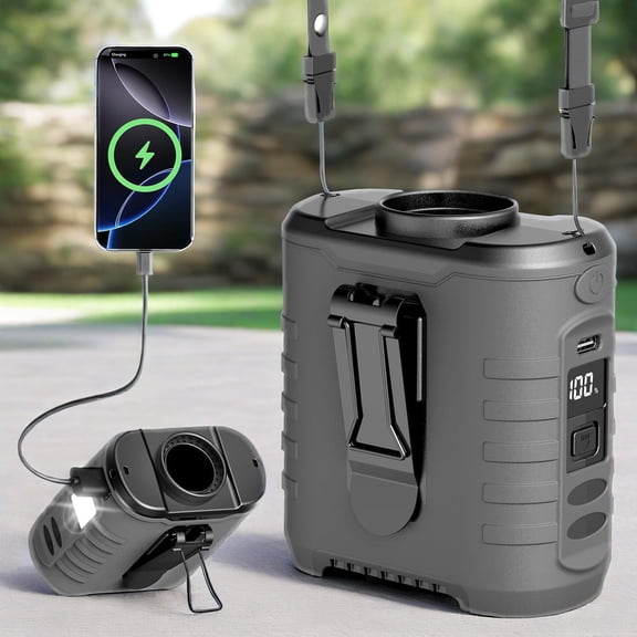 Heystop Portable Waist Heystop Fan with LED Light, 5 Speeds, and Rechargeable 1000mAh Battery – Stay Cool and Prepared Anywhere!