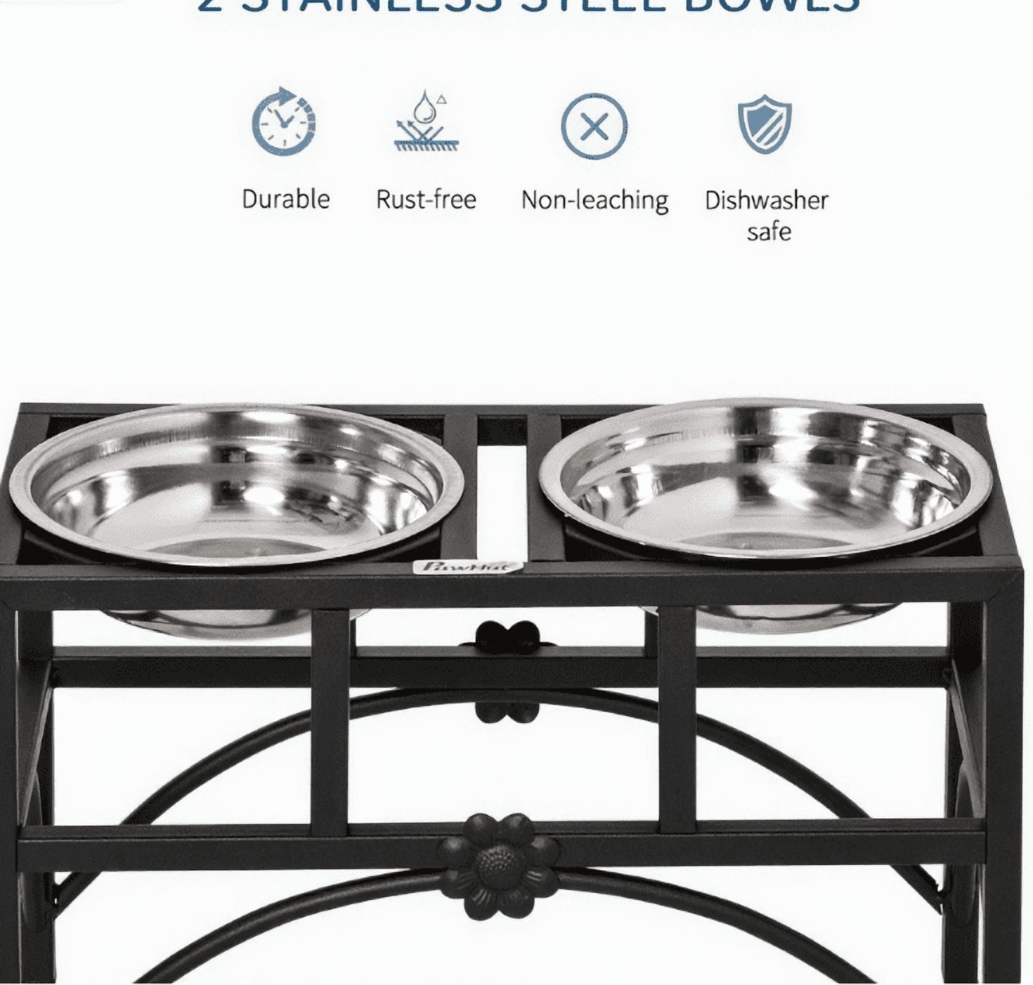 Double Stainless Steel Heavy Duty Dog Food Bowl Elevated Pet Feeding Station