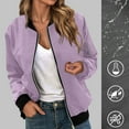 thumbnail image 2 of felwors Womens Casual Daily Jackets Lightweight Zip Up Casual Jacket Stand Short Sports Outwear Zipper Tops Light Purple, S, 2 of 6