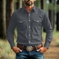 thumbnail image 7 of WIZUTIZ Men's Dress Shirt Solid Color Long Sleeve Button Down Lapel Collar Business Casual Top Polyester Spandex Stretch for Office Daily Outdoor Wear Mens Fashion, 7 of 7
