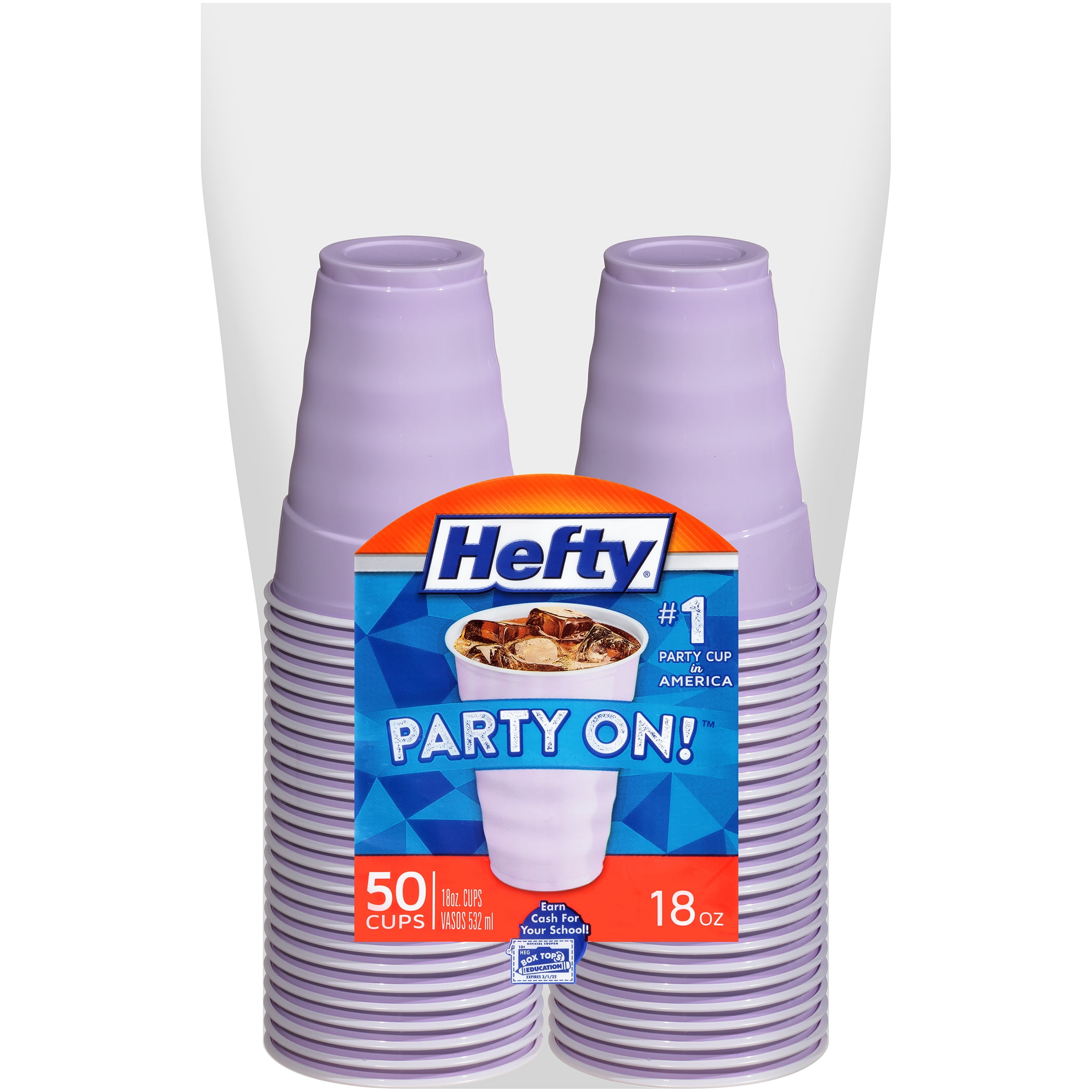 Hefty Violet Disposable Party On Plastic Cups, 18 oz, 50 Count