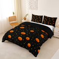 thumbnail image 3 of Homewish Polka Dot Pumpkin Bedding for Kids, Black Orange Halloween Gourd Duvet Cover Full, Black Reversible, 3 Pieces, 1 Duvet Cover and 2 Pillowcases, 3 of 6