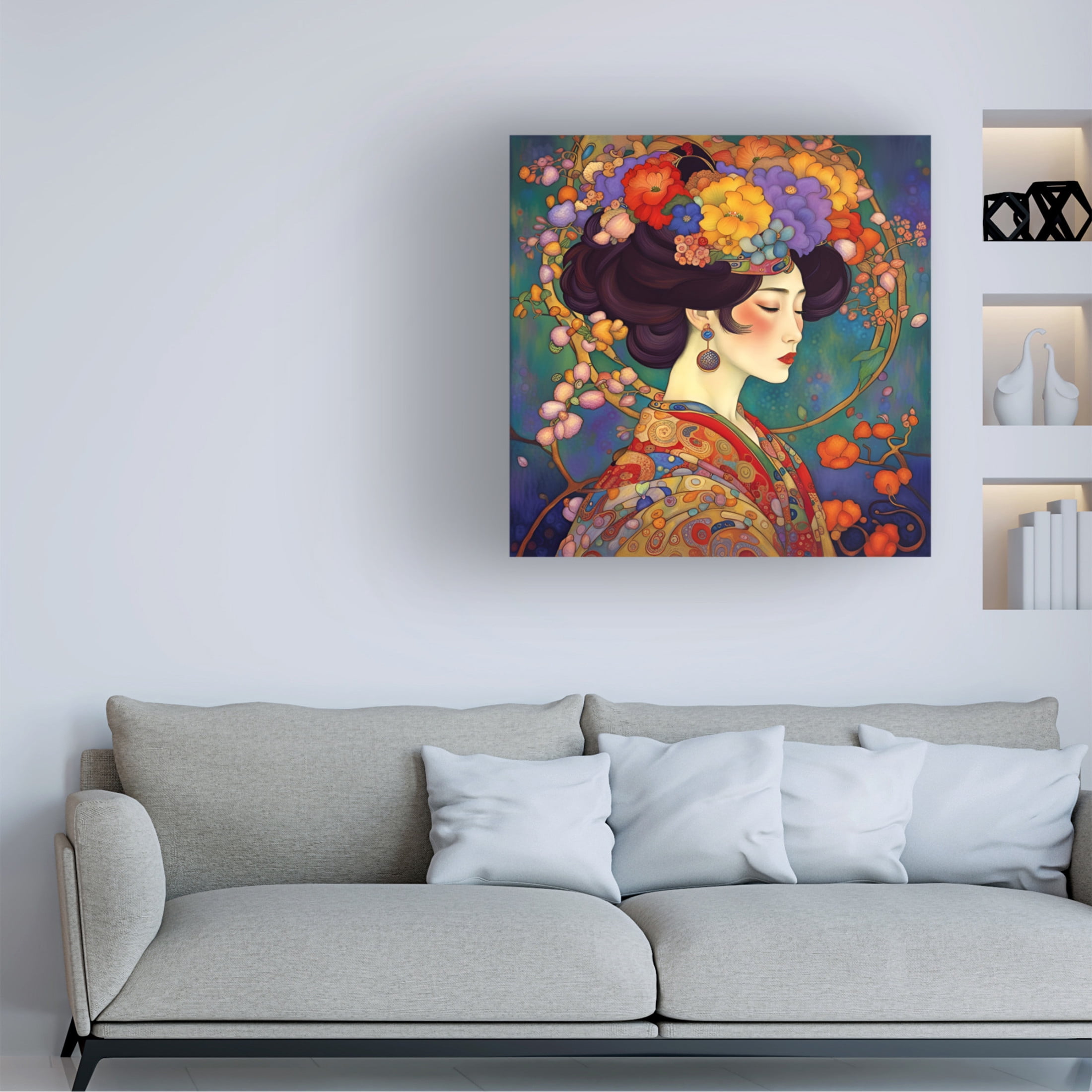 Canvas Wall Art - Tina Lavoie 'Art Nouveau Beauty XVIII' Wall Art for Living Room, Bedroom, or Office Décor by Trademark Fine Art - 35 x 35 Inches