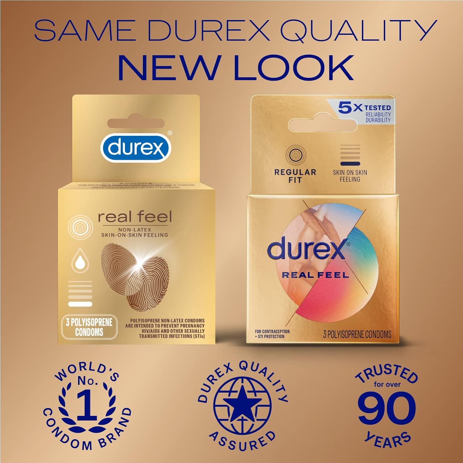 Durex Condom Real Feel Non Latex Condoms, 3 Count - Walmart.com