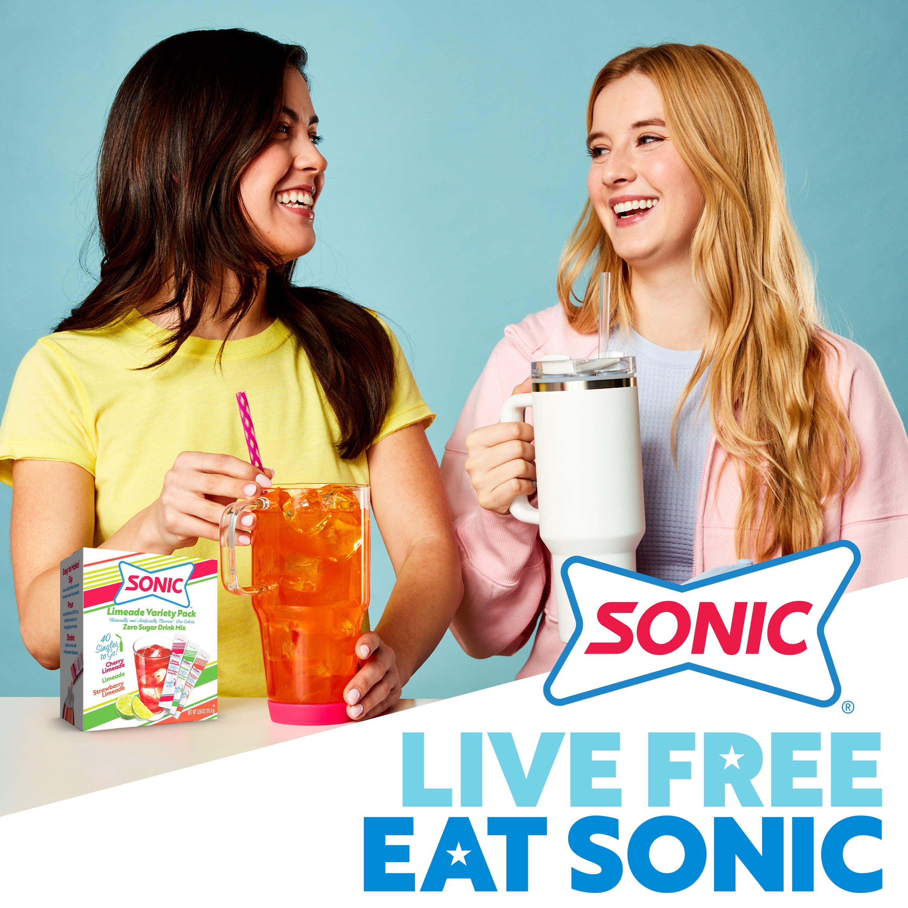 (6 pack) Sonic Limeade Sugar-Free Variety Pack Singles to Go Powdered Drink Mix, 30 Count Packets