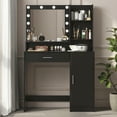thumbnail image 2 of Jopath Vanity Desk with Mirror & Light,Large Makeup Vanity Table Dressing Table,3 Lighting Modes Adjustable Brightness for Bedroom,Black, 2 of 6
