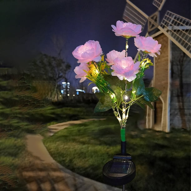 Solar Peony Simulation Flower Lamp Garden Patio Ambience Decoration Sod Lamp Outdoor Waterproof Lamps