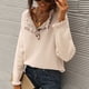 thumbnail image 2 of Jersey de punto con volantes para mujer, suéter de manga larga con cuello en V y botones, Top para primavera y otoño, 2 of 6