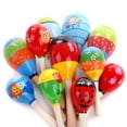 thumbnail image 4 of 8 Uds. Mini sonajeros de madera para Maracas, agitador de huevos, recuerdo de fiesta Musical para niños, agitador para bebé, juguete maraca de arena (patrón de colores aleatorios), 4 of 5