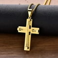 thumbnail image 5 of Men's Cross Necklace 316L Stainless Steel Large Jesus Christ Pendant Jewelry Rolo Chain for 24'', 5 of 9