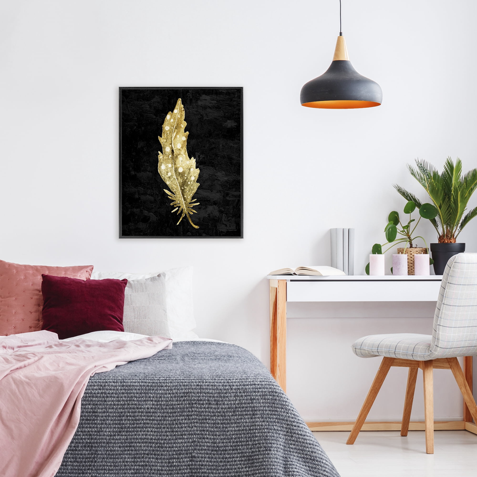 Feather On Black Black Framed Giclee Art, design by Kim Allen