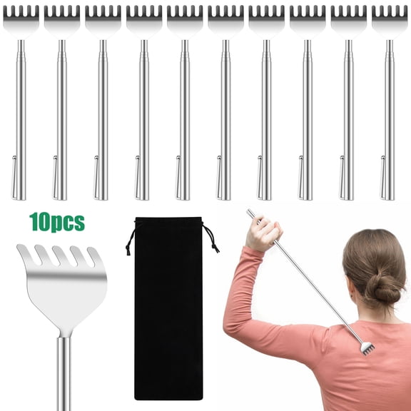 TSV 10pcs Portable Telescopic Back Scratchers with Pocket Clip, Extendable Hand Massager, Massager Tool for Men Women