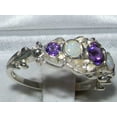 thumbnail image 3 of LBG 925 Sterling Silver Natural Amethyst and Opal Womens Band Ring - Size 5.75, 3 of 4