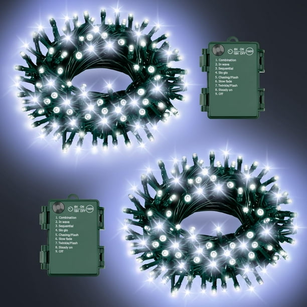 Luces LED FFZZKJ con Batería, 100 LED, 10 m, 8 Modos, Impermeables