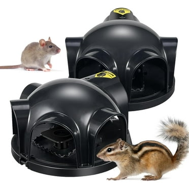 G · PEH Mouse Trap, 2 Pack Reusable Rat Snap Traps with Tunneled Design, Chipmunk Trap Indoor and Outdoor Pest Control Rodent Trap