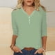 thumbnail image 2 of Blusa de manga 3/4 y cuello en V para mujer: estampado floral, poliéster, corte ajustado, prenda elegante informal para la oficina o una fiesta, combina con vaqueros o faldas., 2 of 5
