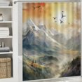 thumbnail image 5 of JEUXUS Abstract Mountain Scenery Shower Curtain Multiple Sizes Durable and Washable White, 5 of 6