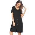 thumbnail image 4 of EKOUAER House Dresses for Women Button Down Nightgowns Short Sleeve Pleated Snap Front Mumu Dress, 4 of 6
