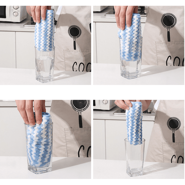 Lot De 4 Torchons De Cuisine 30x30 Cm 100% Coton Doux Absorbants + 2 Crochets - Serviettes Vaisselle Écologiques