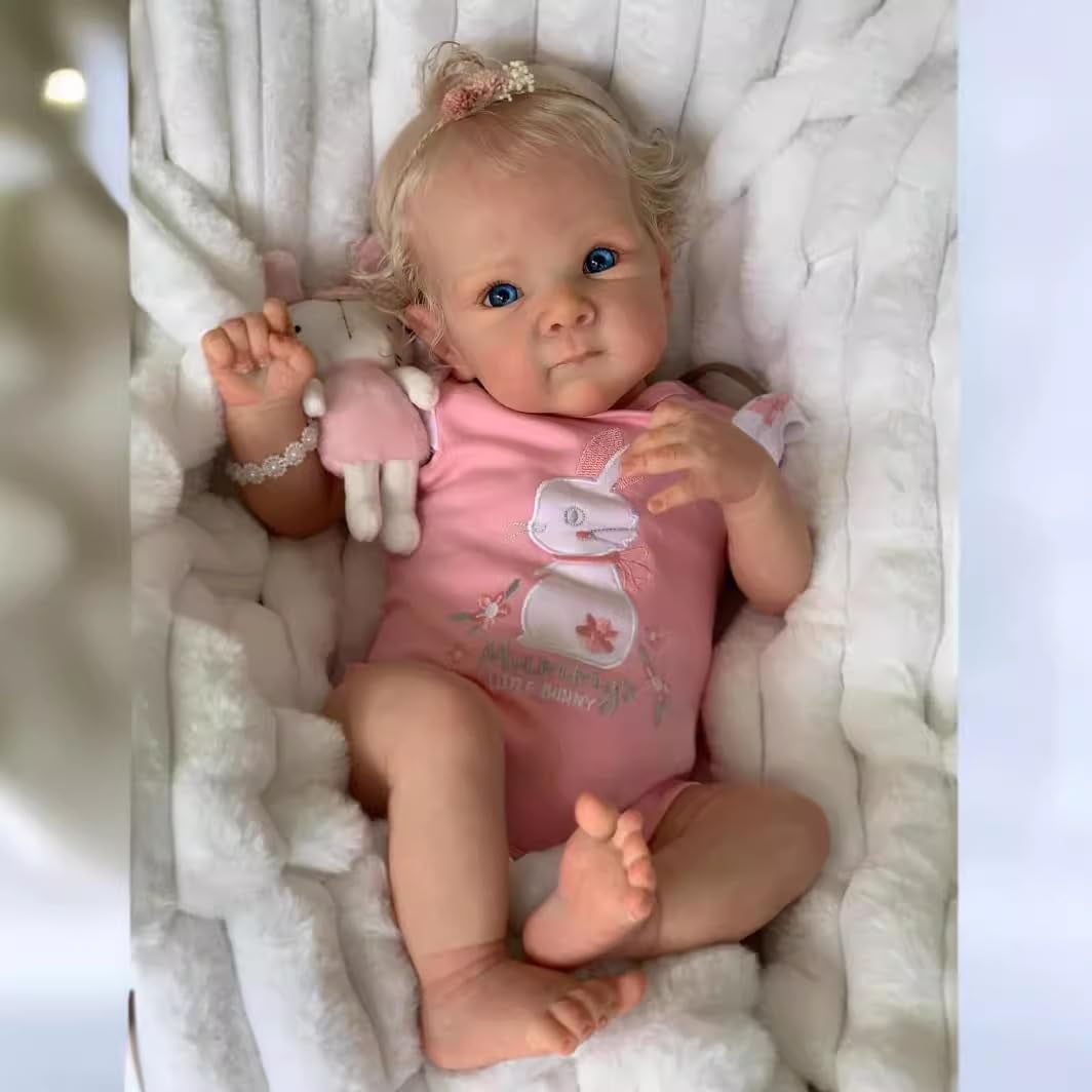 Lifelike Reborn Baby Dolls - 18 Inch Realistic Newborn Baby Doll with Weighted Soft Cloth Body Real Life Baby Dolls with Blonde Hair Birthday Gift for Kids Age 3+
