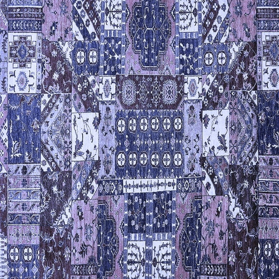 Ahgly Company Machine Washable Indoor Square Southwestern Blue Country Area Rugs, 7' Square