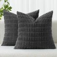 thumbnail image 1 of wonima44 MIULEE Pack of 2 Corduroy Decorative Throw Pillow Covers 16x16 Inch Soft Boho Striped Pillow Covers Modern Farmhouse Home Decor for Sofa Living Room Couch Bed Dark Grey, 1 of 1