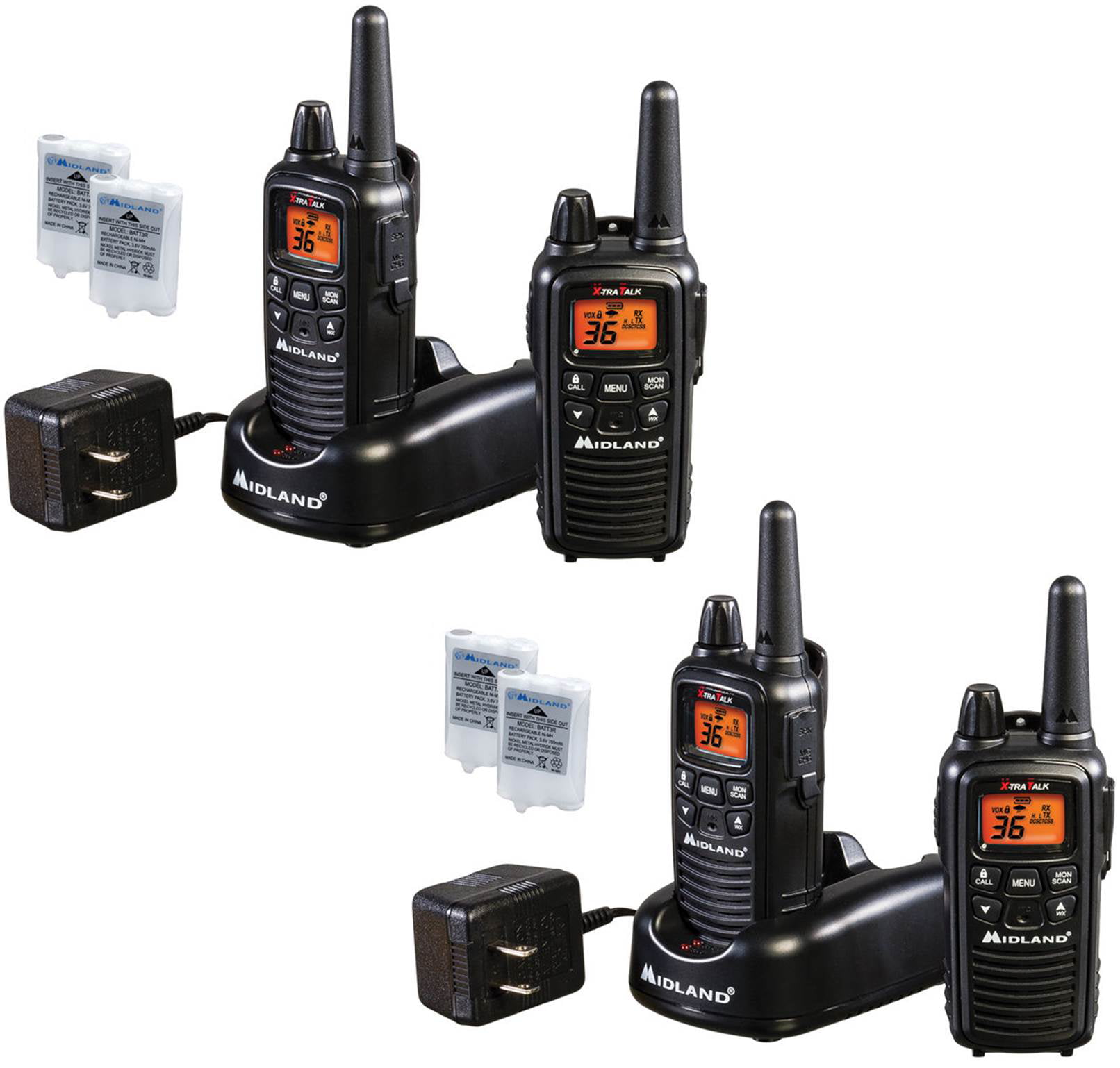 Rechargeable Walkie Talkie 30 Miles Midland LXT600VP3 Xtra Talk Handheld Two  Way Radios PACK 36 CH