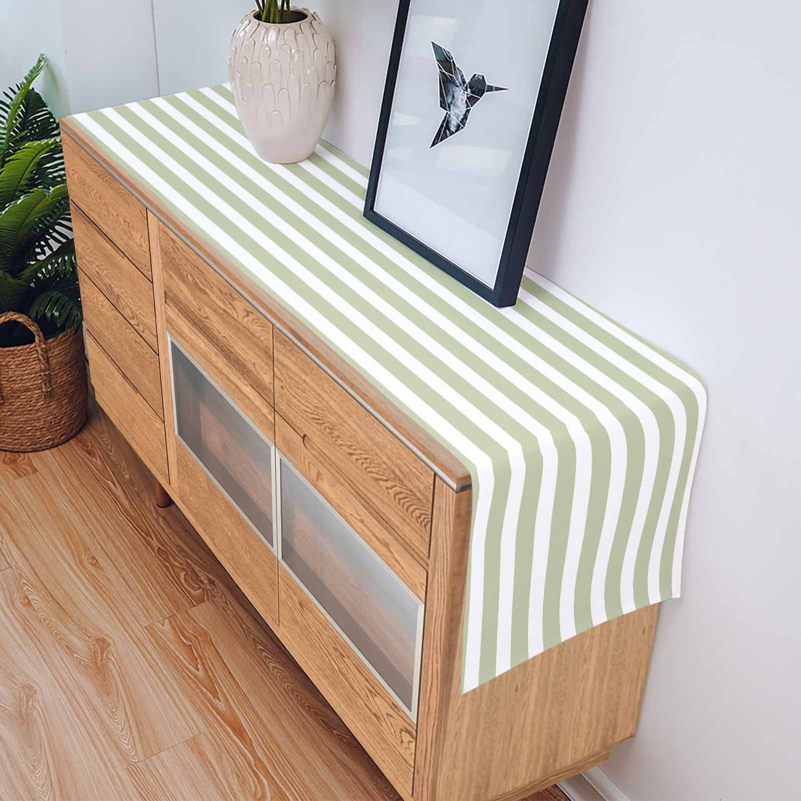 Table Runner Sage Green Stripes Table Decoration for Kitchen Dinning Simple Style Table Decoration for Indoor Outdoor Party Wedding Decor 13x90inch