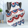 thumbnail image 4 of American Flag Soft Flannel Fleece Blanket, Flag Round Bunting Election Ornament Politic Union Ribbon Event Pattern Print, Cozy Plush for Indoor and Outdoor Use, 50" x 60", Blue Red, by Ambesonne, 4 of 5