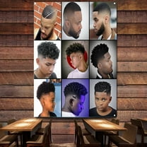 Haircut and Shave Service Signboard Vintage Barber Shop Wall Decor Banner Flag Top Black Men's Business Hairstyling Poster Wall Charts 38" x 57"