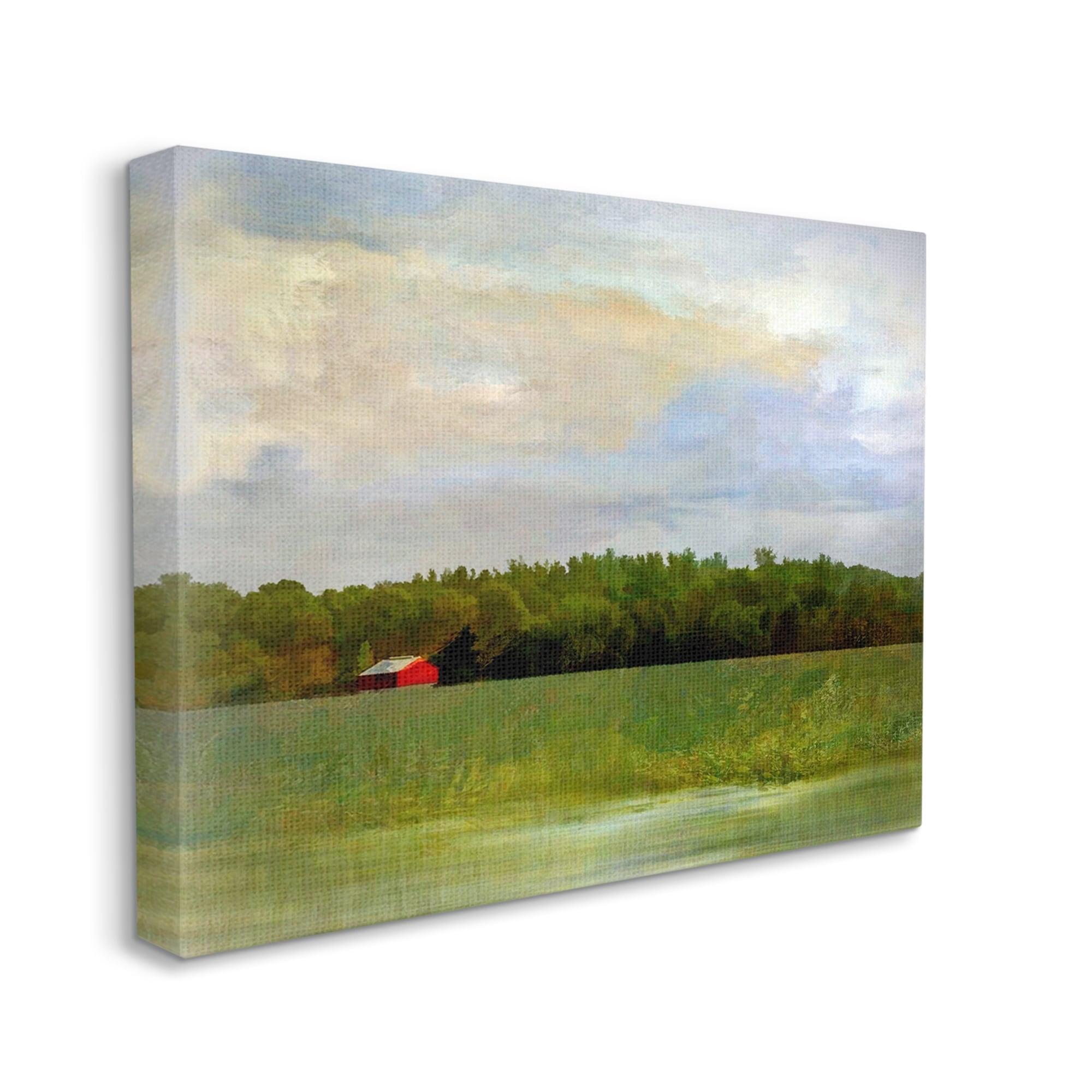 Stupell Industries Rural Field Red Cabin Landscape Landscape Painting Gallery Wrapped Canvas Print Wall Art
