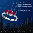 thumbnail image 2 of Gem Stone King 14K White Gold Red Created Ruby 3-Stone Engagement Ring | 1.10 Cttw | Round 5MM and 4MM | Three Stone Wedding Anniversary Promise Ring for Women (Size 9), 2 of 6
