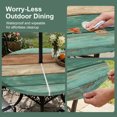 thumbnail image 5 of Round Outdoor Tablecloth with Umbrella Hole and Zipper, Farmhouse Teal Brown Tablecloth with Elastic Waterproof, Vintage Wooden Striped Patio Table Covers for 31" - 35" Picnic Pool Tables, 5 of 9