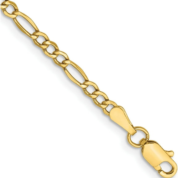 14K Yellow Gold 2.5mm Semi-Solid Figaro Chain (7 X 2.5) Made In South Africa bc120-7