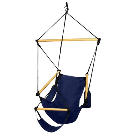 Portable Camping Chair - Blue 350 lb Capacity - Folding Chair with Cup Holder & Footrest
