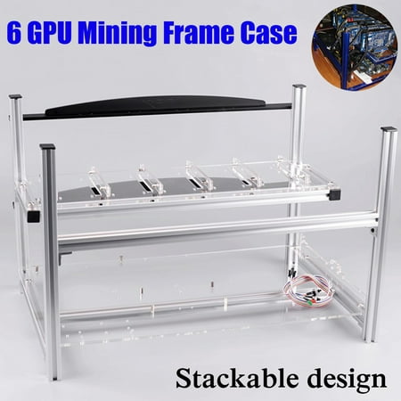 Aluminum Open Air Mining Miner Rig Case Frame Stackable  USB Interface For 6 GPU ETH BTC Ethereum Coin Crypto-currency Without (Best Usb Asic Miner)