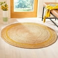 thumbnail image 2 of Handwoven Jute Area Rug,Natural Beige Color Yellow Line Hand Braided Round Rugs for Bedroom, Kitchen, Living Room, Farmhouse Rugs for Living-5x5 Square Feet (60x60 Inch), 2 of 3