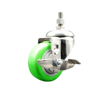 3.5 Inch 316SS Green Polyurethane Swivel 10mm Stem Caster with Brake SCC