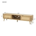 thumbnail image 2 of Harper & Bright Designs Boho TV Stand with Drawers for 75 inch TV, Wood TV Storage Cabinet Table with Solid Wood Legs for Living Room, Natural, 2 of 19