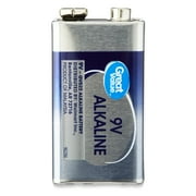 Great Value Alkaline 9 Volt Batteries, 2 Count (Plastic Free Packaging)