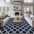 thumbnail image 4 of Navy Blue Morocco Large Area Rugs for Bedroom Living Room, Soft Non Slip Carpet Bedside Rug, Modern Farmhouse Minimalist Plaid Rectangular Floor Cover Kitchen Accent Rug 6'x9' for Dining Room/Office, 4 of 9