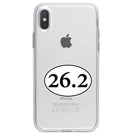 DistinctInk Clear Shockproof Hybrid Case for iPhone XS Max (6.5 Screen) - TPU Bumper Acrylic Back Tempered Glass Screen Protector - 26.2 - Marathon Sticker - Running