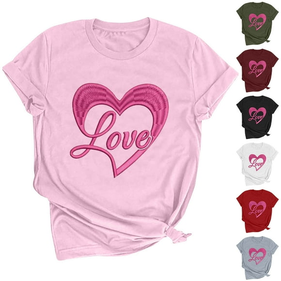 QIPOPIQ T-Shirt à Imprimé de Lettres Graphique pour Femme, Manches Courtes, Haut Tee en Liquidation