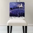 thumbnail image 3 of Christmas Elk Chair Covers Set of 4 Santa Claus Xmas Tree in Winter Night Purple Chair Back Covers Stretch Removable Washable Slipcovers Protector for Dining Room Kitchen Party Decor, 3 of 5