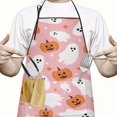 thumbnail image 2 of Halloween Ghosts and Pumpkins Apron-Garden Aprons for Women with Pockets-Cotton Linen Waterproof Kitchen Cooking Gardening Aprons Adjustable for Kitchen,Cooking,BBQ and Salon 33"x27", 2 of 7