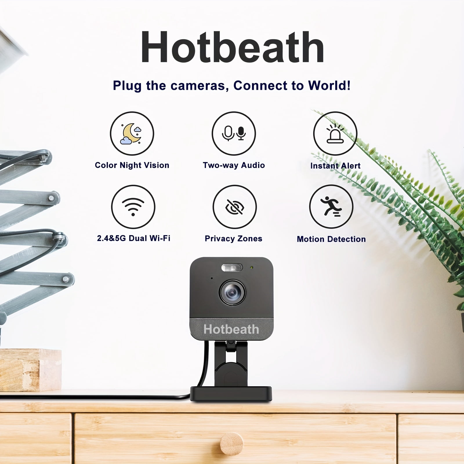 Wireless Home Security Camera for Baby Monitor, Night Vision, Motion Detection, 2-Way Talk & Siren, 2.4G/5G WiFi, Cloud & 256G SD Storage, Alexa Compatible